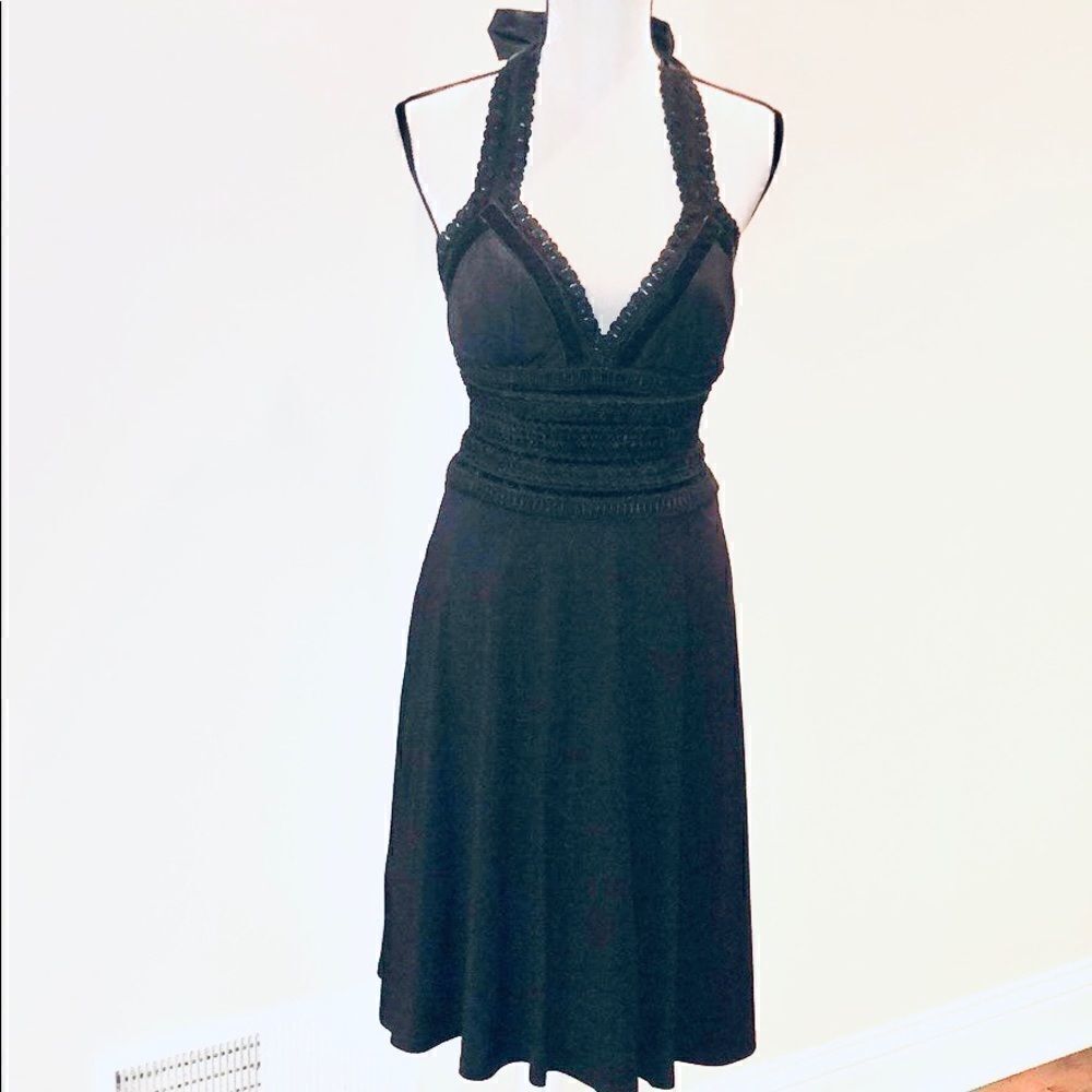 White House Black Market black halter dress sz 2